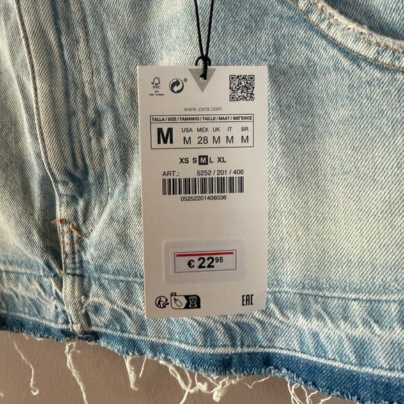 Women's M NWT Zara Skirt Effect Crop Denim Spaghetti Straps Jean Tank Top - Picture 6 of 7